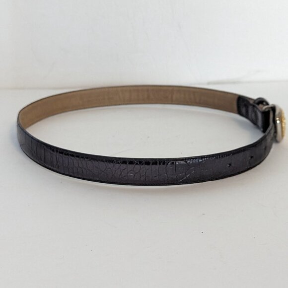 Vintage Carolee Leather Belt Gold Silver Tone Buckle Croc Metal Jeweled - Picture 3 of 10